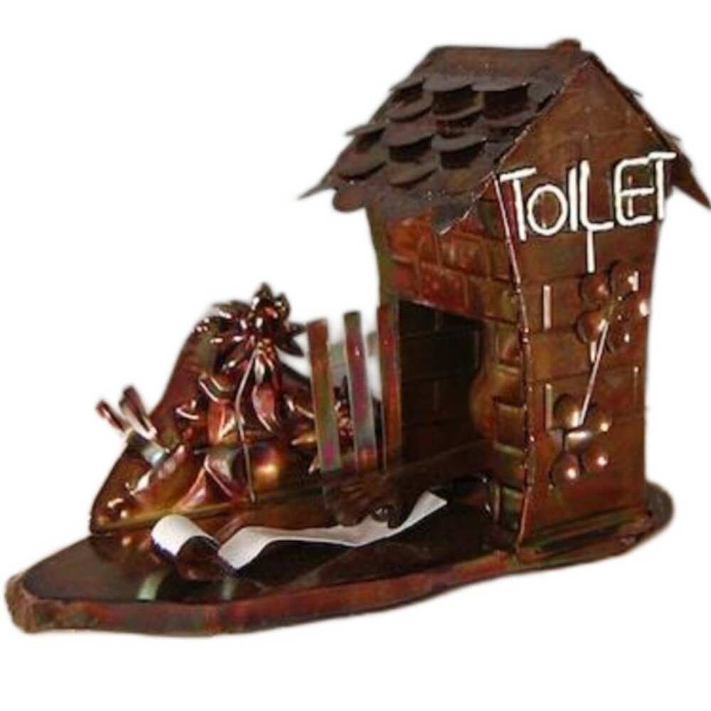 VTG Toilet Tin Wind Up Musicbox Copper Color Plays Those Were the Days My Friend
